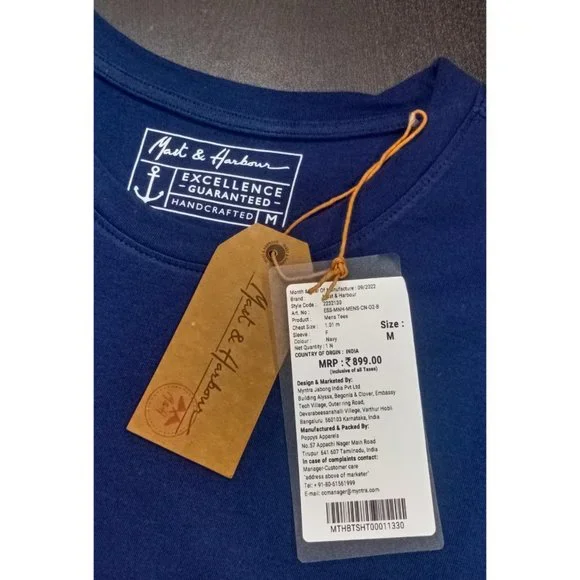 Men Round Neck Pure Cotton T-shirt - Picture 3 of 3